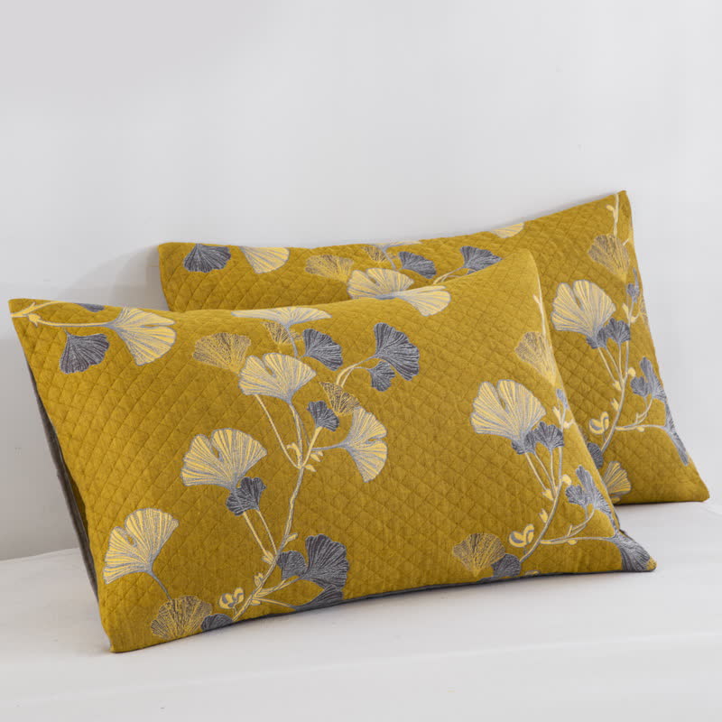 Couvre-lit réversible en coton biologique à motif de feuilles de ginkgo - image 39