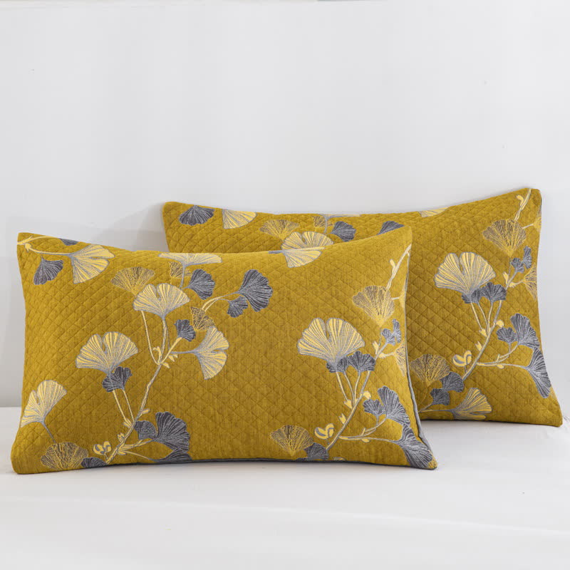 Couvre-lit réversible en coton biologique à motif de feuilles de ginkgo - image 38