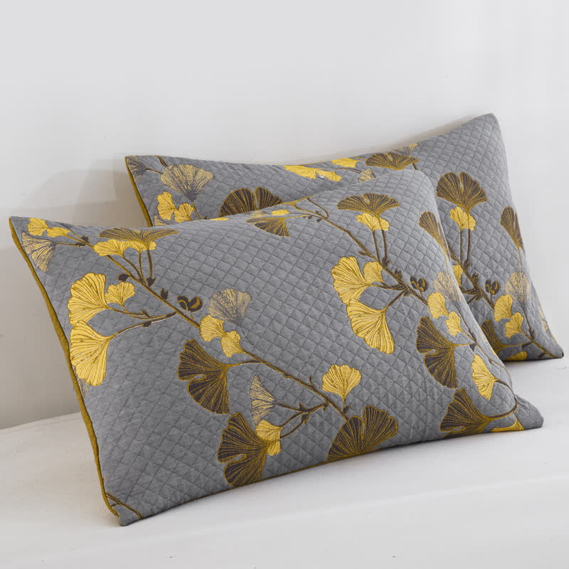 Couvre-lit réversible en coton biologique à motif de feuilles de ginkgo - image 47