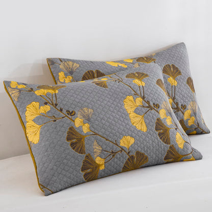 Couvre-lit réversible en coton biologique à motif de feuilles de ginkgo - image 47