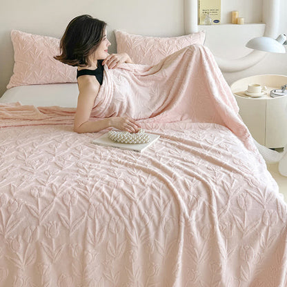 Couverture en peluche à motif tulipe, en fausse fourrure - image 4