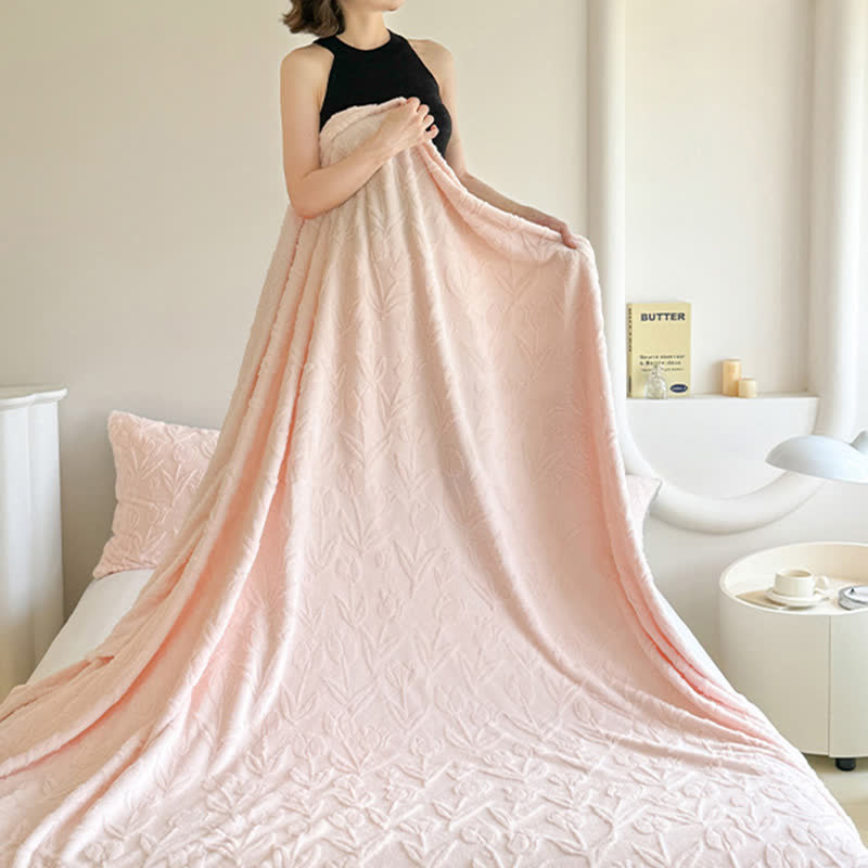 Couverture en peluche à motif tulipe, en fausse fourrure - image 7