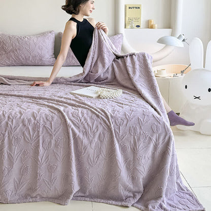 Couverture en peluche à motif tulipe, en fausse fourrure - image 15