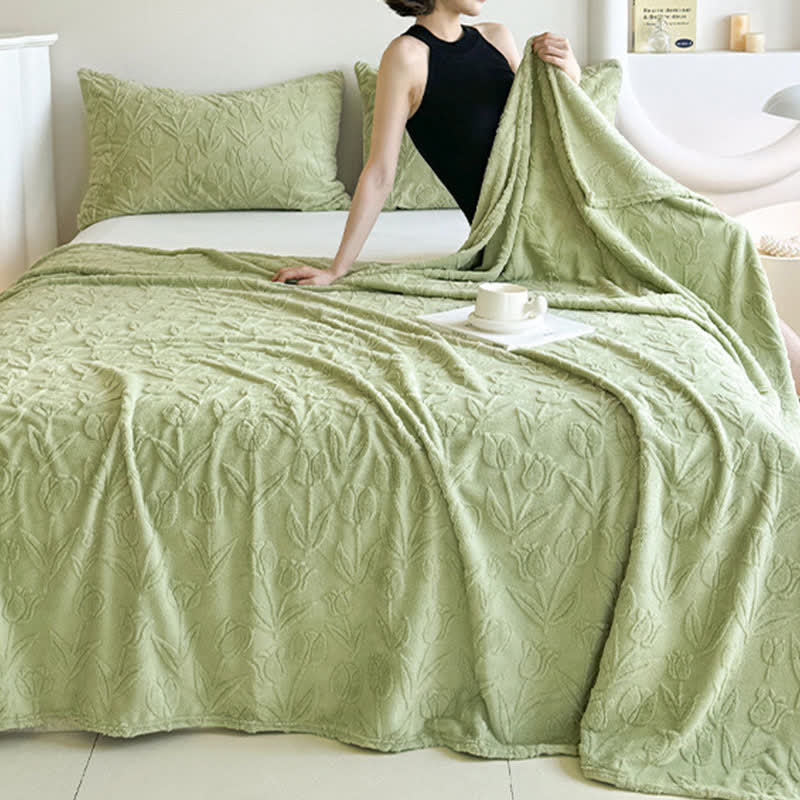 Couverture en peluche à motif tulipe, en fausse fourrure - image 13