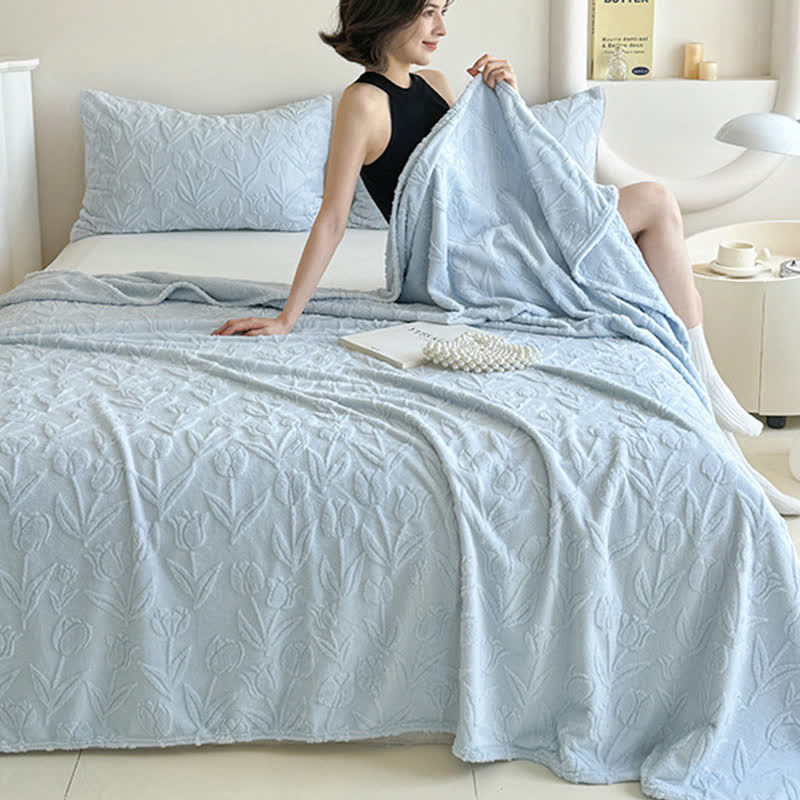 Couverture en peluche à motif tulipe, en fausse fourrure - image 11