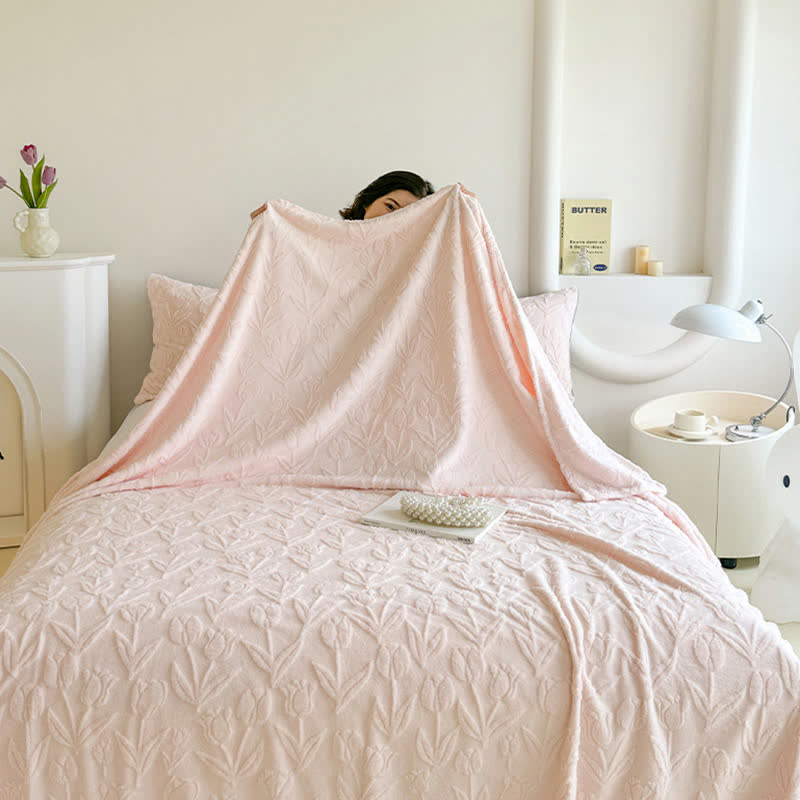 Couverture en peluche à motif tulipe, en fausse fourrure - image 5