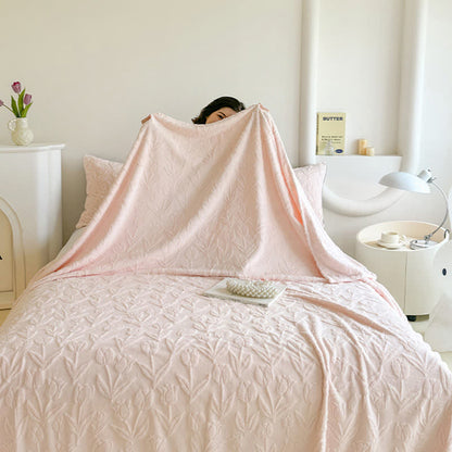 Couverture en peluche à motif tulipe, en fausse fourrure - image 5