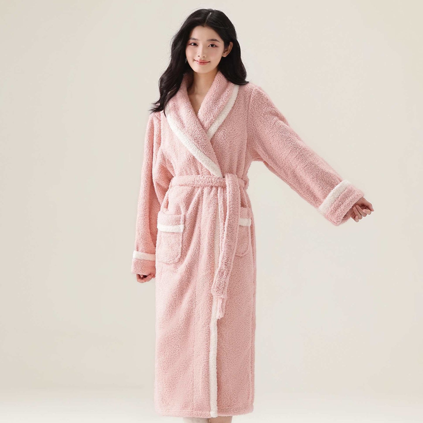 Peignoir unisexe en polaire douce - Rose - XL - image 5