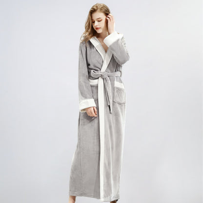 Peignoir unisexe en polaire douce et chaude à capuche - Gris clair - XL - image 9