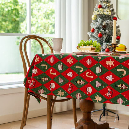 Nappe à carreaux losanges de Noël - 140 cm x 260 cm - image 0