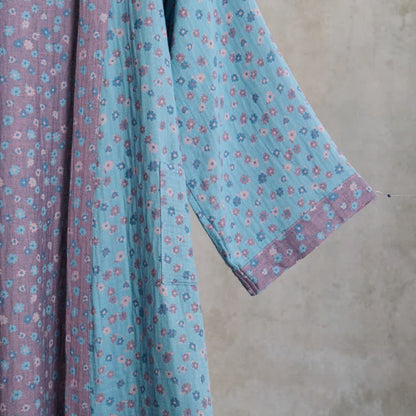 Peignoir rustique en coton de style kimono avec un motif jacquard floral - image 4