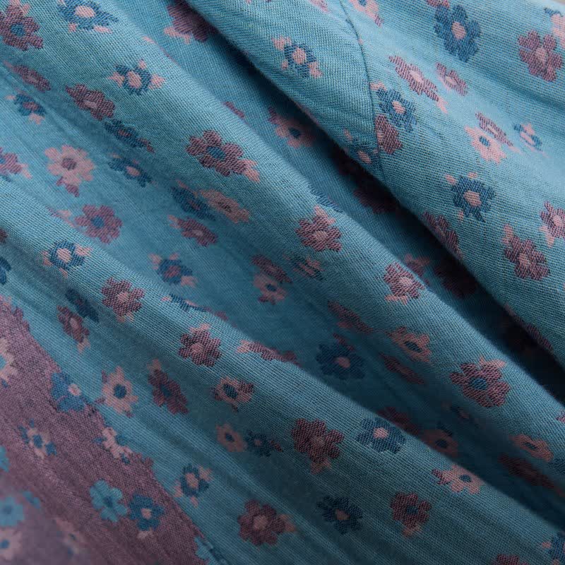 Peignoir rustique en coton de style kimono avec un motif jacquard floral - image 5