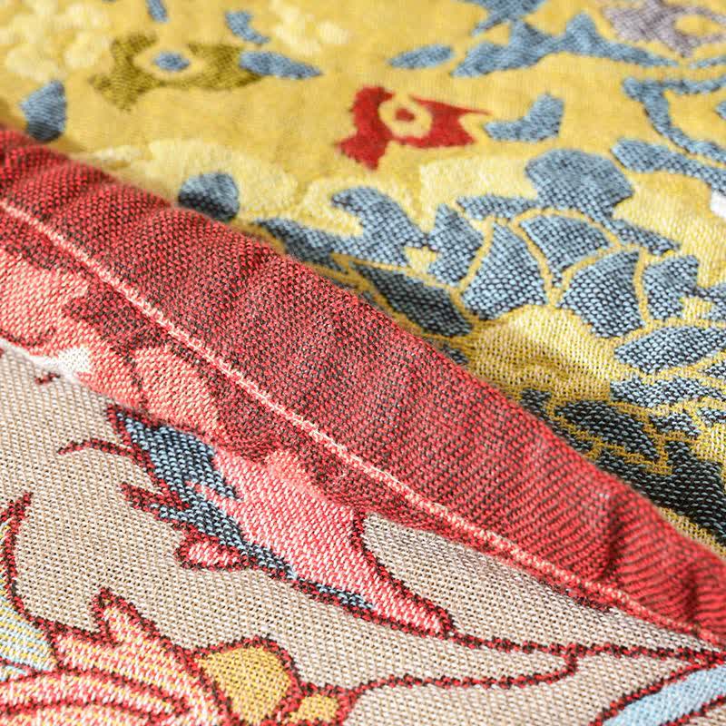 Couverture matelassée rétro Ownkoti en coton rouge à motif floral jacquard - image 5