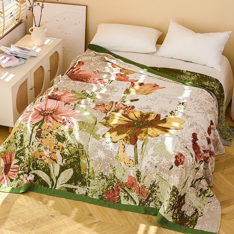 Couette en gaze de coton jacquard à motifs floraux impressionnistes Ownkoti - 200 cm x 230 cm - image 0