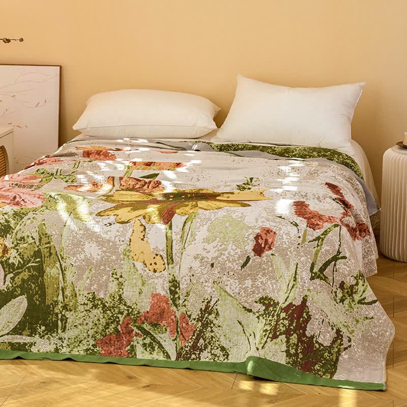 Couette en gaze de coton jacquard à motifs floraux impressionnistes Ownkoti - image 2
