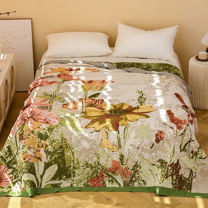 Couette en gaze de coton jacquard à motifs floraux impressionnistes Ownkoti - image 1