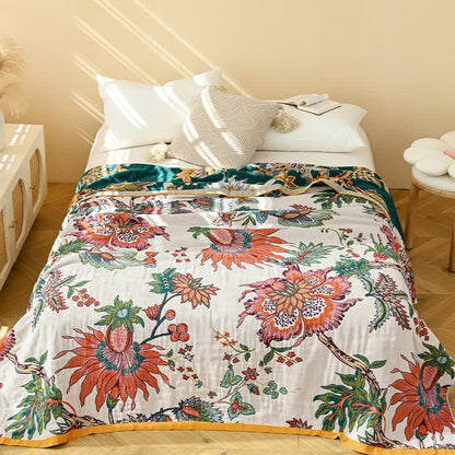 Couette en gaze de coton Ownkoti rétro à fleurs épanouies - image 1