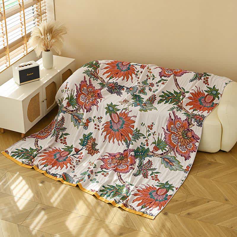 Couette en gaze de coton Ownkoti rétro à fleurs épanouies - image 5