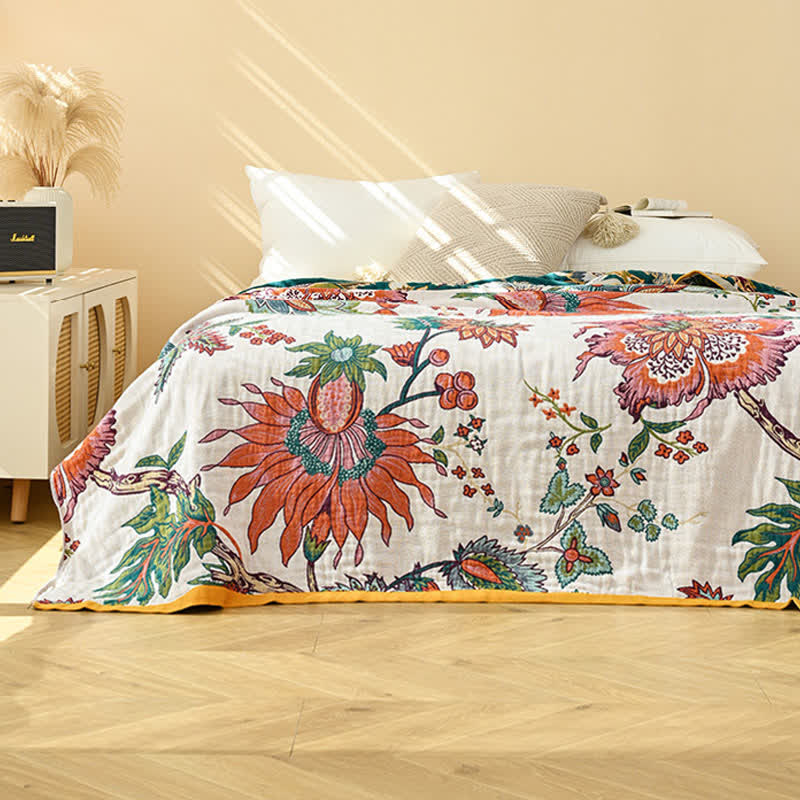 Couette en gaze de coton Ownkoti rétro à fleurs épanouies - image 3
