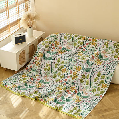 Couette en gaze de coton Ownkoti à motif de feuilles et de fleurs vertes - image 3