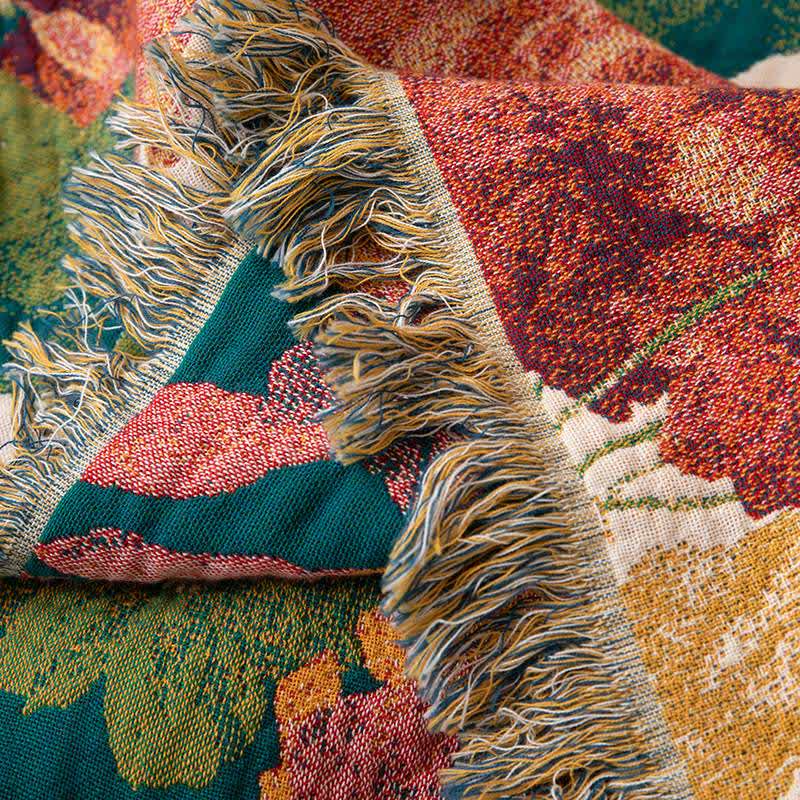 Couverture de luxe Ownkoti en gaze de coton à fleurs et à pompons - image 5