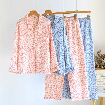 Ensemble de vêtements d'intérieur en coton à imprimé léopard aux couleurs douces - image 0