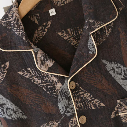 Vêtements d'intérieur en gaze de coton à motif jacquard de feuilles artistiques - image 3