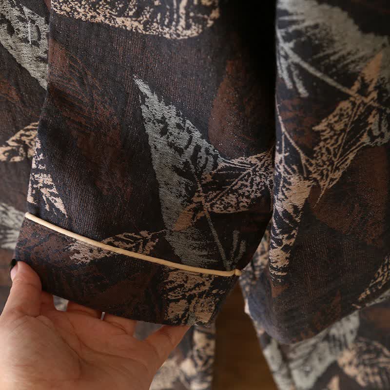 Vêtements d'intérieur en gaze de coton à motif jacquard de feuilles artistiques - image 4