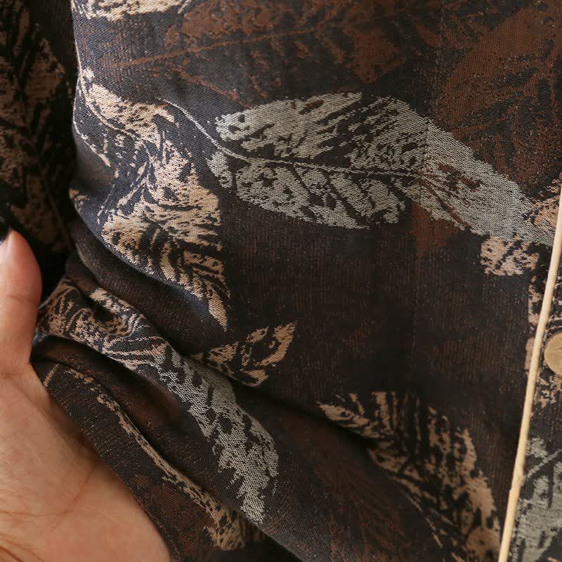 Vêtements d'intérieur en gaze de coton à motif jacquard de feuilles artistiques - image 7