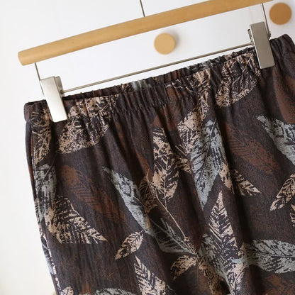Vêtements d'intérieur en gaze de coton à motif jacquard de feuilles artistiques - image 5