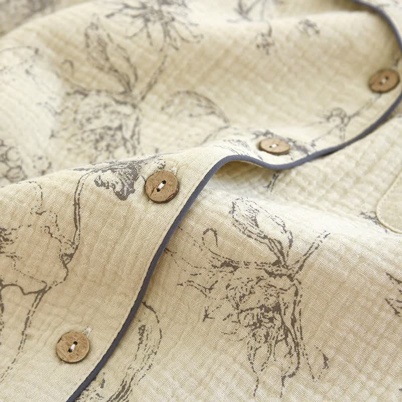 Ensemble de vêtements d'intérieur élégant en coton à motif floral vintage - image 6