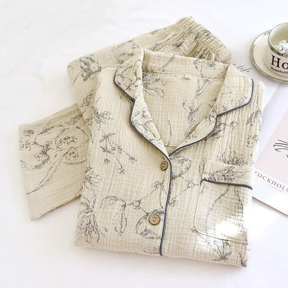 Ensemble de vêtements d'intérieur élégant en coton à motif floral vintage - image 2