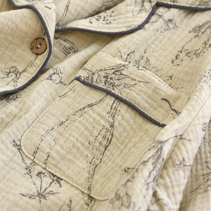 Ensemble de vêtements d'intérieur élégant en coton à motif floral vintage - image 8