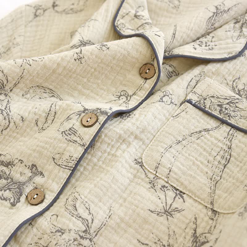 Ensemble de vêtements d'intérieur élégant en coton à motif floral vintage - image 5