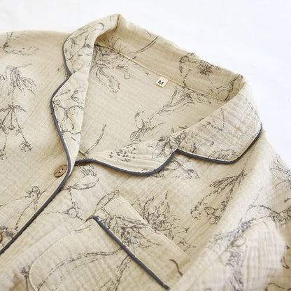 Ensemble de vêtements d'intérieur élégant en coton à motif floral vintage - image 4