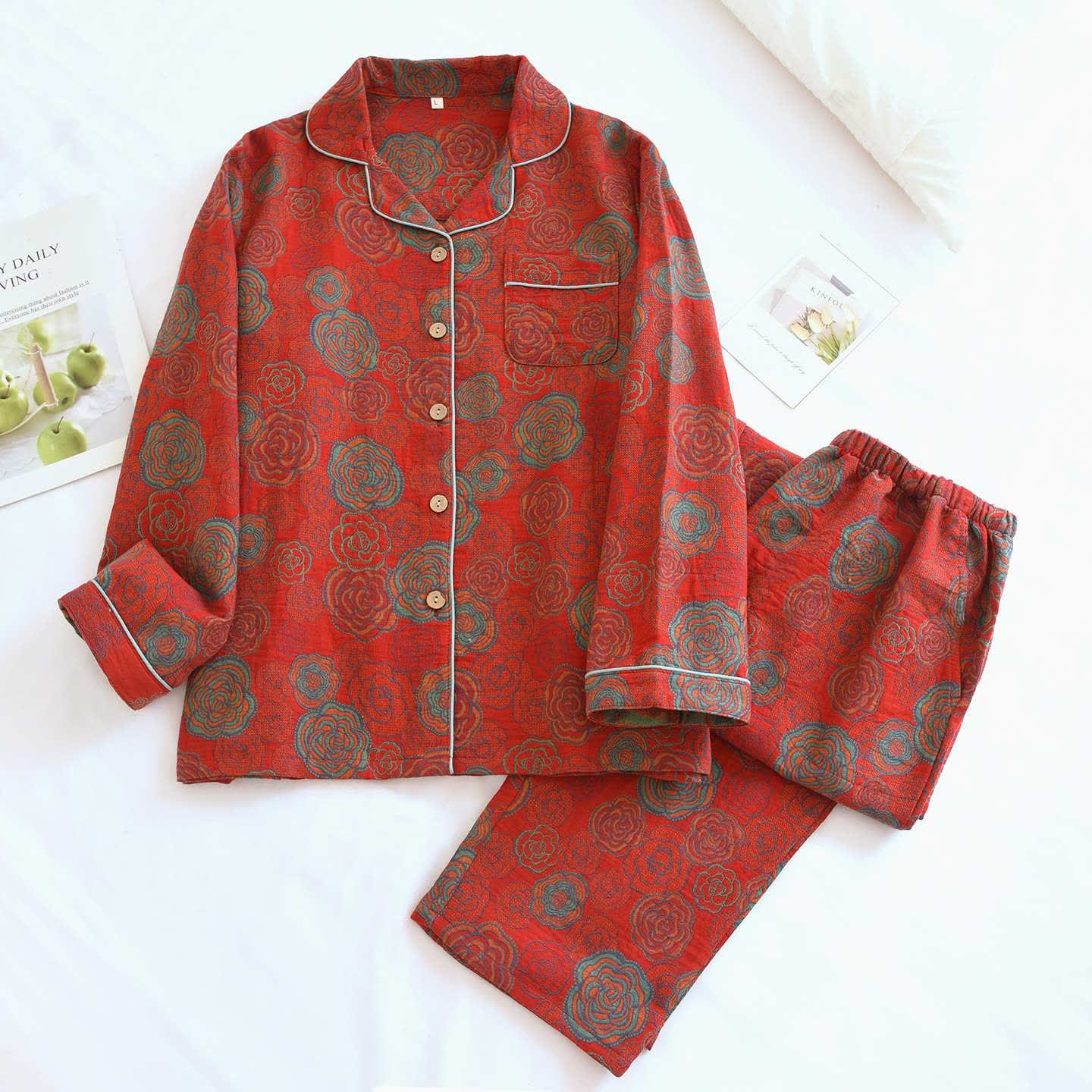 Ensemble de vêtements d'intérieur Camélia en pur coton - Rouge - XL - image 0