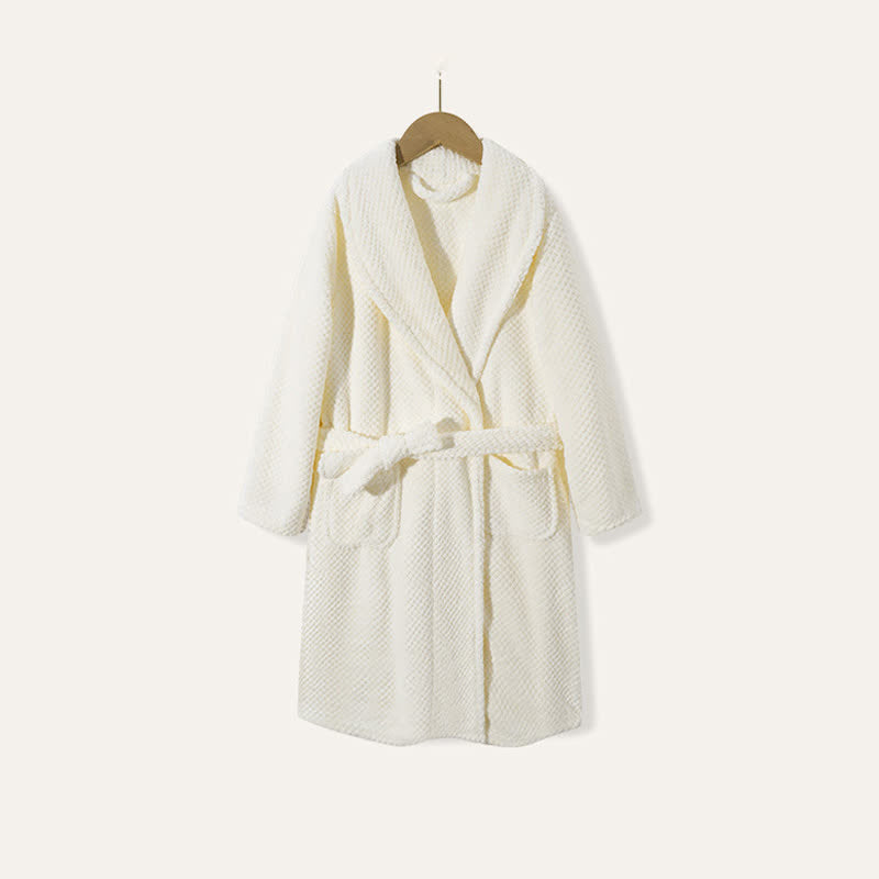 Peignoir simple et chaud pour enfants, en peluche ferme. - Blanc - Enfant : 170 cm - image 3