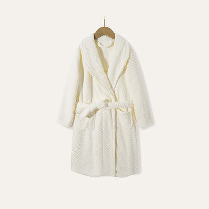 Peignoir simple et chaud pour enfants, en peluche ferme. - Blanc - Enfant : 170 cm - image 3