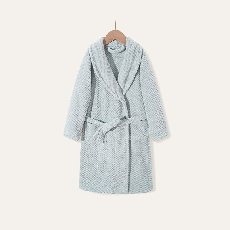 Peignoir simple et chaud pour enfants, en peluche ferme. - Bleu - Enfant : 160 cm - image 9