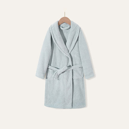 Peignoir simple et chaud pour enfants, en peluche ferme. - Bleu - Enfant : 160 cm - image 9