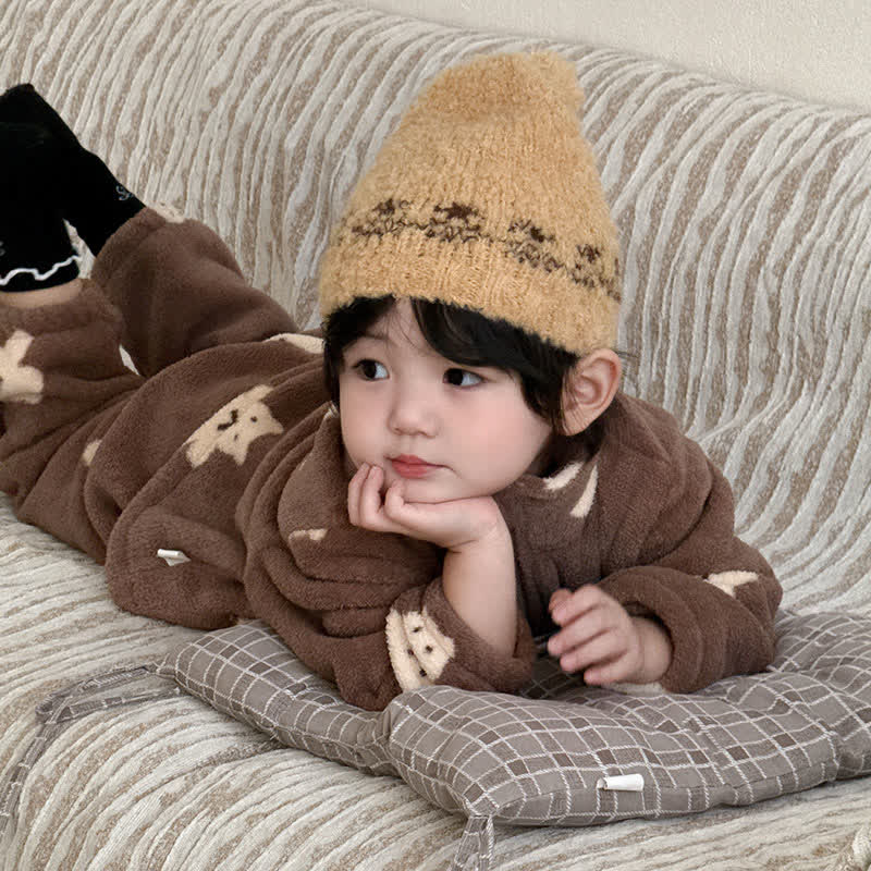 Ensemble de vêtements d'intérieur pour enfants avec motif ours et fermeture éclair - image 3