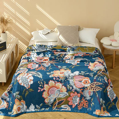 Couette florale onirique en gaze de pur coton - Bleu - 230 cm x 250 cm - image 5