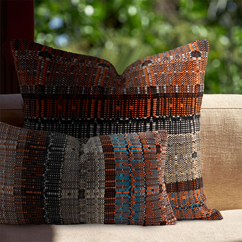 Housse de coussin faite à la main en fil de coton tissé - image 3