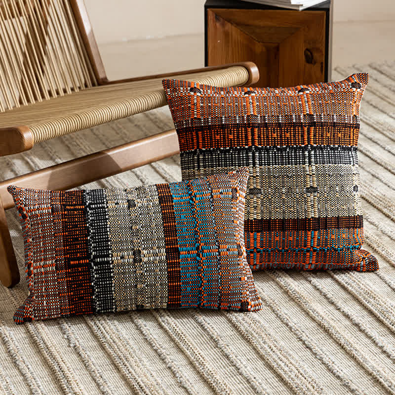 Housse de coussin faite à la main en fil de coton tissé - image 0