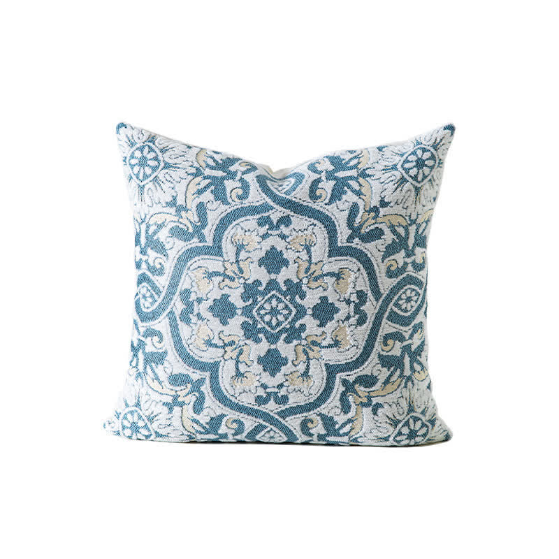 Taie d'oreiller jacquard à motif médaillon ton sur ton - Bleu - 45 cm x 45 cm - image 2