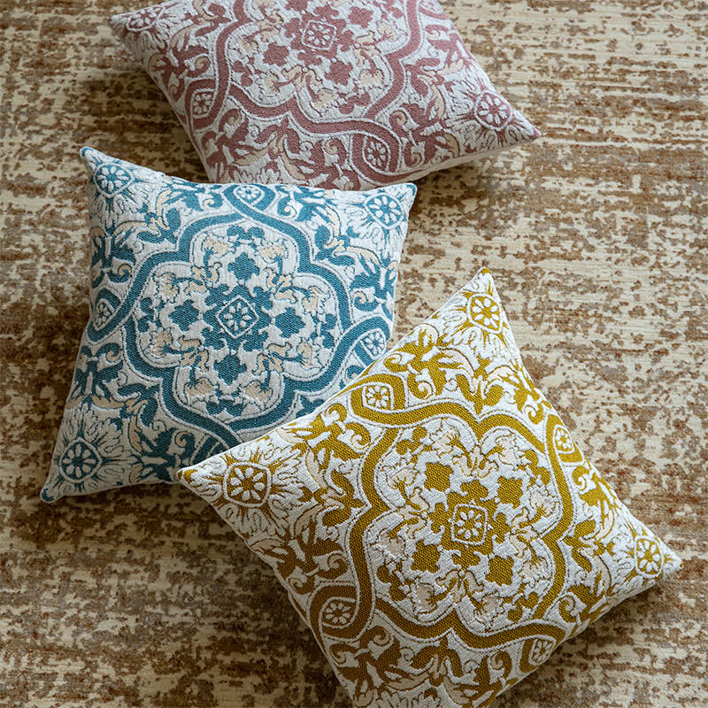 Taie d'oreiller jacquard à motif médaillon ton sur ton - image 0