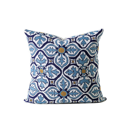 Housse de coussin en chenille style vintage - Bleu - 45 cm x 45 cm - image 3