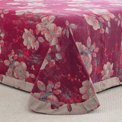 Parure de lit en double gaze de coton couleur fleur de pêcher (4 pièces) - image 7