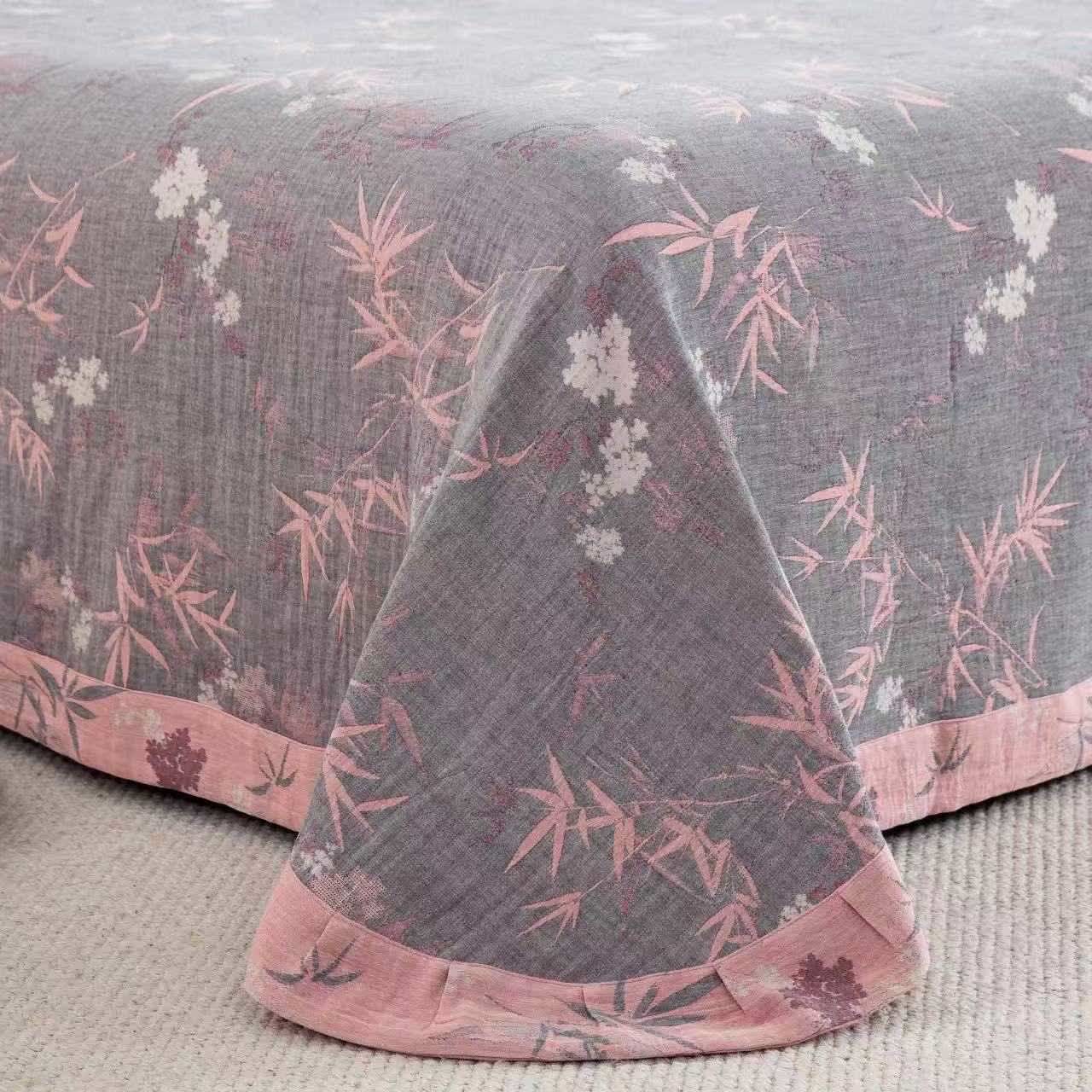 Ensemble de literie en coton double épaisseur à motif de feuilles de bambou (4 pièces) - image 7