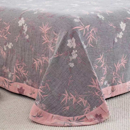 Ensemble de literie en coton double épaisseur à motif de feuilles de bambou (4 pièces) - image 7